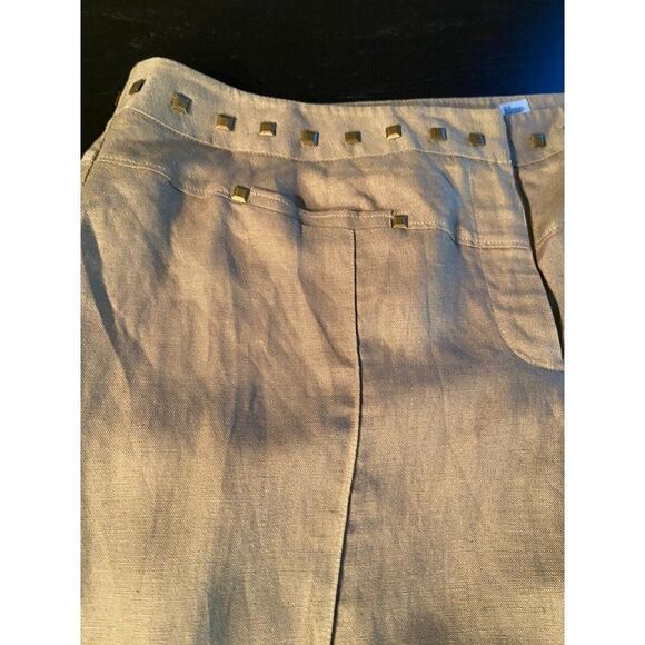 Peter Nygard Women's Olive Green Linen Blend Wide Leg Pants Size 18 - Picture 4 of 10